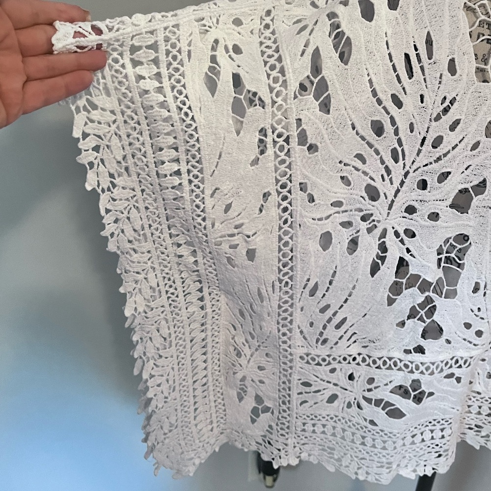 Chico's White Lace Poncho - Picture 5 of 6